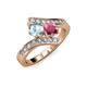 3 - Eleni Aquamarine and Rhodolite Garnet with Side Diamonds Bypass Ring 