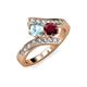 3 - Eleni Aquamarine and Ruby with Side Diamonds Bypass Ring 