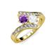 3 - Eleni Amethyst and White Sapphire with Side Diamonds Bypass Ring 