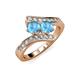 3 - Eleni Blue Topaz with Side Diamonds Bypass Ring 