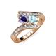 3 - Eleni Iolite and Aquamarine with Side Diamonds Bypass Ring 