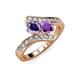 3 - Eleni Iolite and Amethyst with Side Diamonds Bypass Ring 