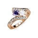 3 - Eleni Iolite and White Sapphire with Side Diamonds Bypass Ring 