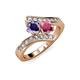 3 - Eleni Iolite and Rhodolite Garnet with Side Diamonds Bypass Ring 