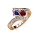3 - Eleni Iolite and Ruby with Side Diamonds Bypass Ring 