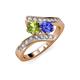 3 - Eleni Peridot and Tanzanite with Side Diamonds Bypass Ring 