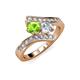 3 - Eleni Peridot and Diamond with Side Diamonds Bypass Ring 