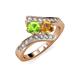 3 - Eleni Peridot and Citrine with Side Diamonds Bypass Ring 