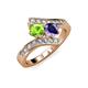 3 - Eleni Peridot and Iolite with Side Diamonds Bypass Ring 