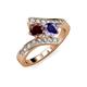 3 - Eleni Red Garnet and Iolite with Side Diamonds Bypass Ring 