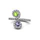1 - Raene Peridot and Iolite with Side Diamonds Bypass Ring 