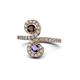 1 - Raene Red Garnet and Iolite with Side Diamonds Bypass Ring 