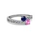 2 - Olena Blue and Pink Sapphire with Side Diamonds Bypass Ring 