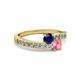 2 - Olena Blue Sapphire and Pink Tourmaline with Side Diamonds Bypass Ring 