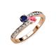 3 - Olena Blue Sapphire and Pink Tourmaline with Side Diamonds Bypass Ring 