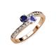 3 - Olena Blue Sapphire and Tanzanite with Side Diamonds Bypass Ring 