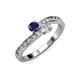 3 - Olena Blue Sapphire and Diamond with Side Diamonds Bypass Ring 