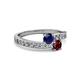 2 - Olena Blue Sapphire and Ruby with Side Diamonds Bypass Ring 