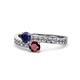 1 - Olena Blue Sapphire and Ruby with Side Diamonds Bypass Ring 