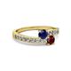 2 - Olena Blue Sapphire and Ruby with Side Diamonds Bypass Ring 