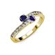 3 - Olena Blue Sapphire and Iolite with Side Diamonds Bypass Ring 
