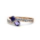1 - Olena Blue Sapphire and Iolite with Side Diamonds Bypass Ring 