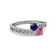 2 - Olena Blue Sapphire and Rhodolite Garnet with Side Diamonds Bypass Ring 