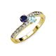 3 - Olena Blue Sapphire and Aquamarine with Side Diamonds Bypass Ring 