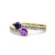 1 - Olena Blue Sapphire and Amethyst with Side Diamonds Bypass Ring 