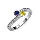 3 - Olena Blue and Yellow Sapphire with Side Diamonds Bypass Ring 
