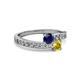2 - Olena Blue and Yellow Sapphire with Side Diamonds Bypass Ring 