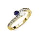 3 - Olena Blue and White Sapphire with Side Diamonds Bypass Ring 