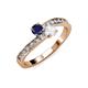 3 - Olena Blue and White Sapphire with Side Diamonds Bypass Ring 