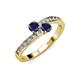 3 - Olena Blue Sapphire with Side Diamonds Bypass Ring 