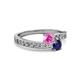 2 - Olena Pink and Blue Sapphire with Side Diamonds Bypass Ring 