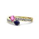 1 - Olena Pink and Blue Sapphire with Side Diamonds Bypass Ring 