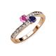3 - Olena Pink and Blue Sapphire with Side Diamonds Bypass Ring 
