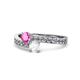 1 - Olena Pink and White Sapphire with Side Diamonds Bypass Ring 