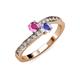 3 - Olena Pink Sapphire and Tanzanite with Side Diamonds Bypass Ring 