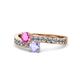 1 - Olena Pink Sapphire and Tanzanite with Side Diamonds Bypass Ring 