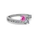 2 - Olena Pink Sapphire and Diamond with Side Diamonds Bypass Ring 