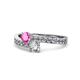 1 - Olena Pink Sapphire and Diamond with Side Diamonds Bypass Ring 