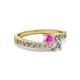 2 - Olena Pink Sapphire and Diamond with Side Diamonds Bypass Ring 