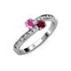 3 - Olena Pink Sapphire and Ruby with Side Diamonds Bypass Ring 