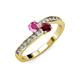 3 - Olena Pink Sapphire and Ruby with Side Diamonds Bypass Ring 