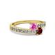 2 - Olena Pink Sapphire and Ruby with Side Diamonds Bypass Ring 