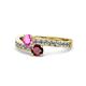 1 - Olena Pink Sapphire and Ruby with Side Diamonds Bypass Ring 