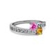 2 - Olena Pink Sapphire and Citrine with Side Diamonds Bypass Ring 