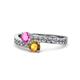 1 - Olena Pink Sapphire and Citrine with Side Diamonds Bypass Ring 