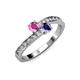 3 - Olena Pink Sapphire and Iolite with Side Diamonds Bypass Ring 